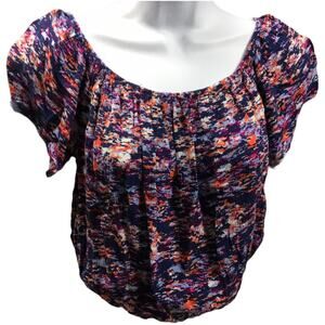 Elodie Top Short Sleeve Open Back Printed Women's Medium‎ Boho Festival Casual